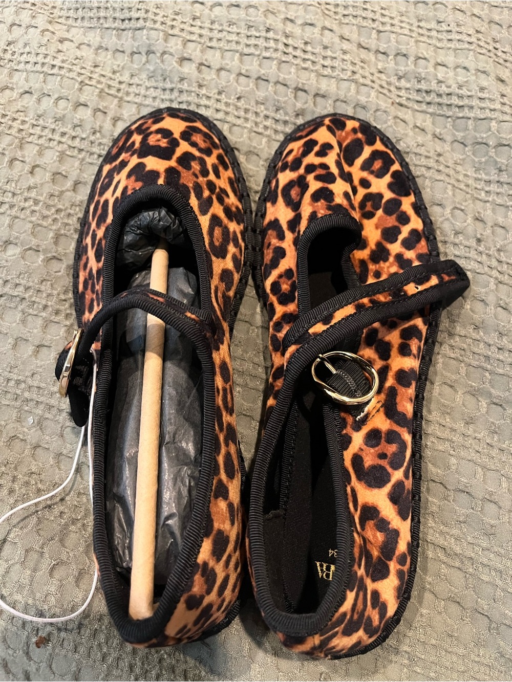 Zara Girls Leopard Print Mary Jane Flats - Black & Brown